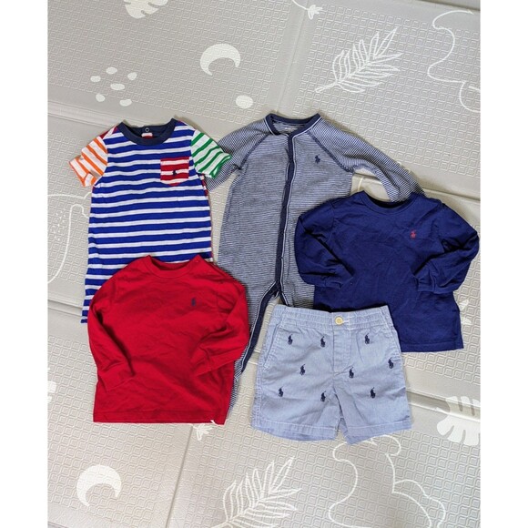Ralph Lauren Baby Boy 9M Clothing Lot 5PC Bundle Romper Jumpsuit Shorts - Picture 3 of 8